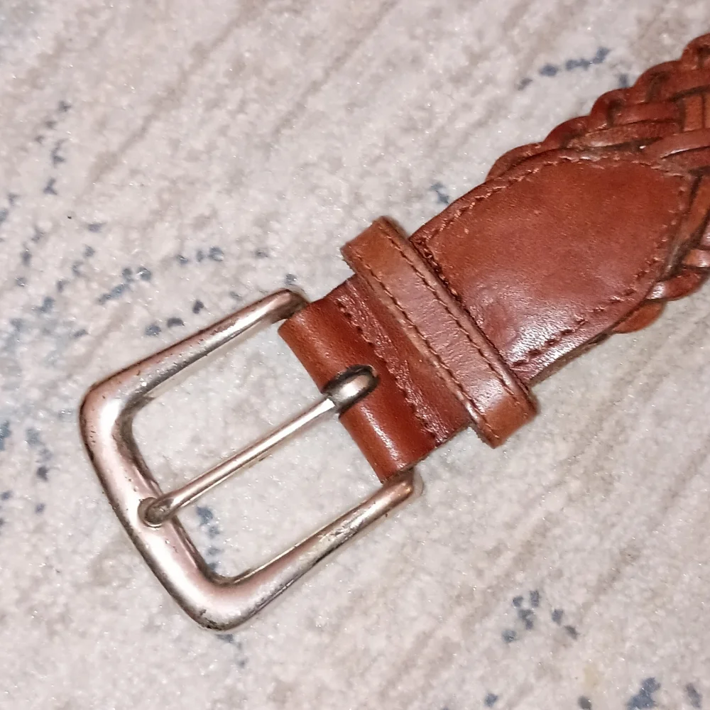 Fossil Vintage Brown leather woven women's belt Size Small